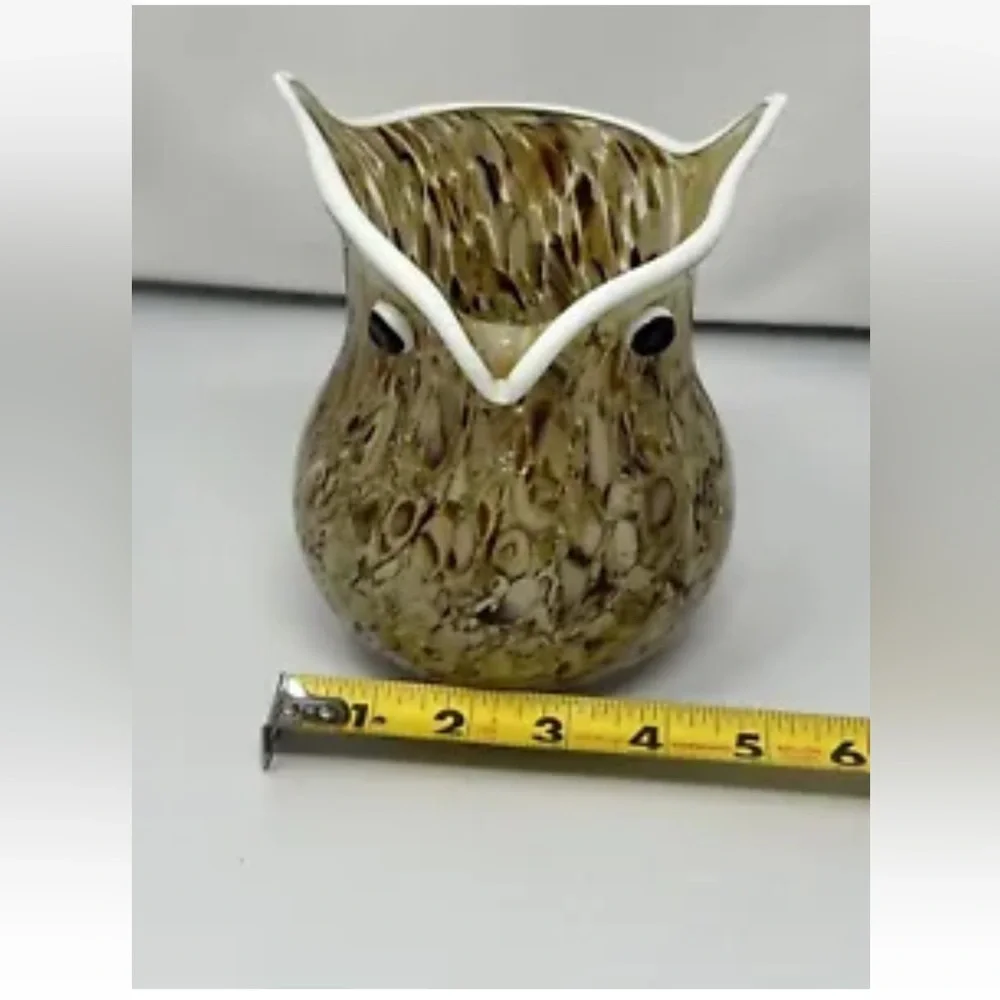 Glass Owl Vase Hand Blown‎ Glass Approximately 6 Inches Tall
